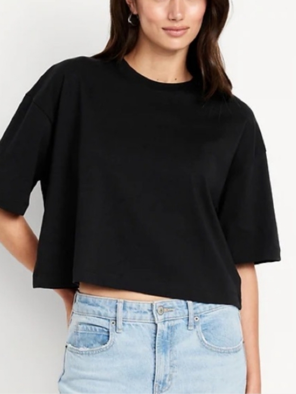 COS Black Cropped Boxy Tee